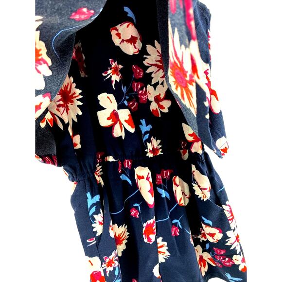 Mudpie Jumpsuit Womens Small Blue Pink Tropical Romper Shorts Pockets Summer - Picture 10 of 10